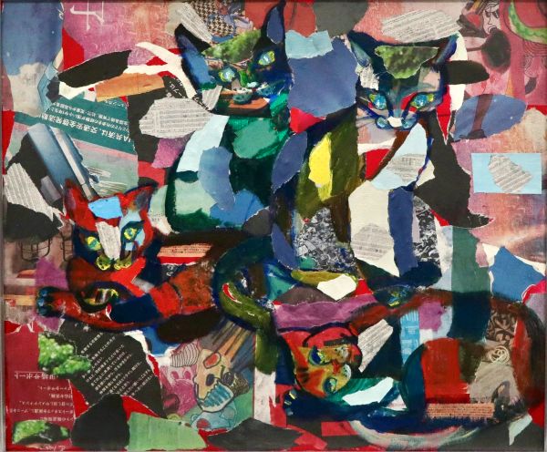 第74回 光陽展　遠藤　由紀子（エンドウユキコ）四匹の猫 油 F10